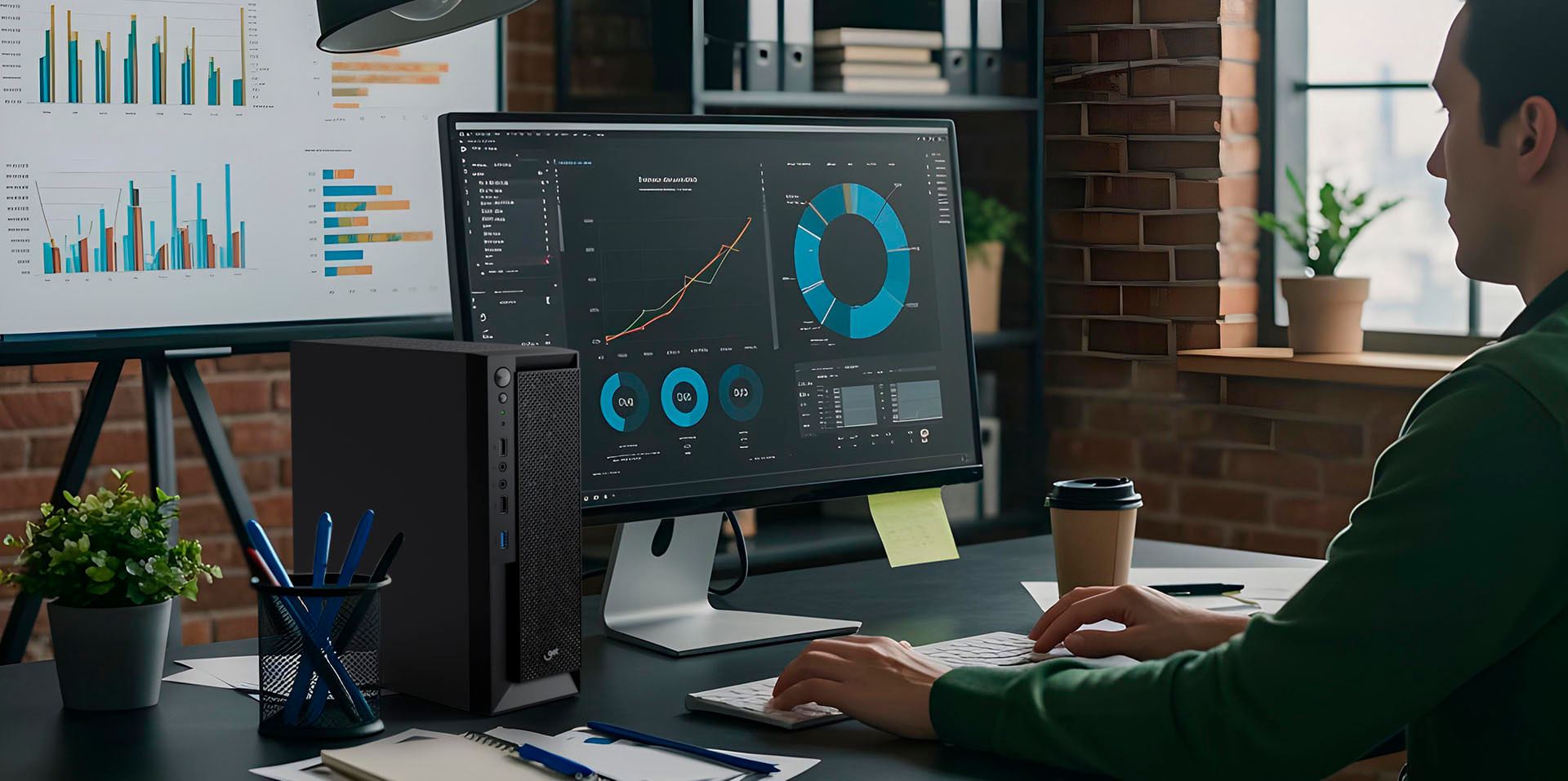 Projeção gigante em uma parede de um auditório.