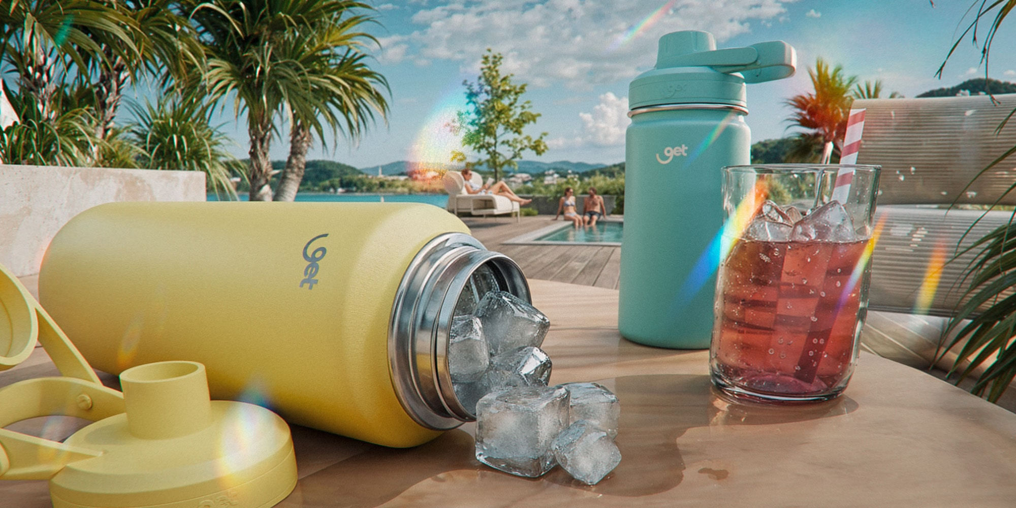 Garrafa térmica em um ambiente de academia, mostrando sua versatilidade.