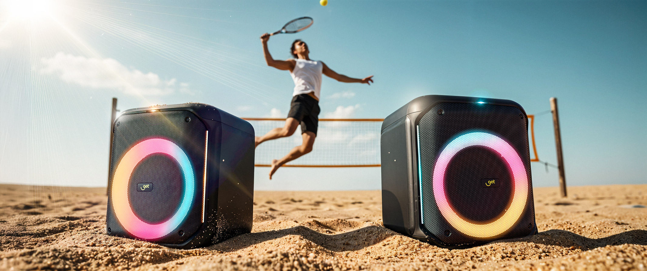 Caixa de Som Cube² com luzes LED coloridas