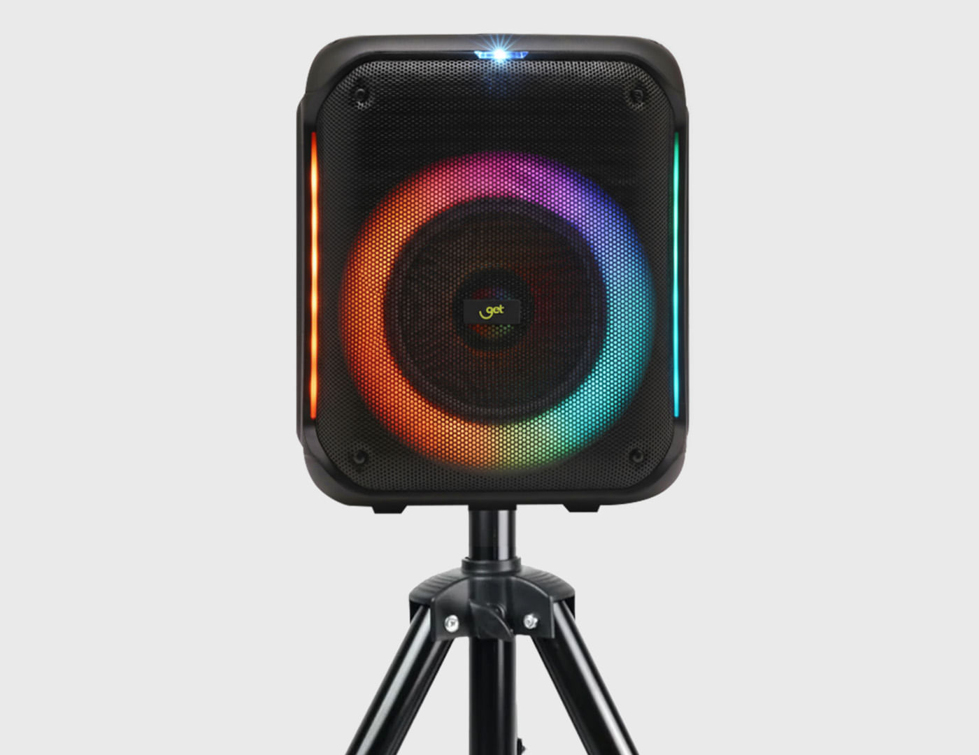 Projetor Vision 5 sobre uma mesa com pés antiderrapantes.