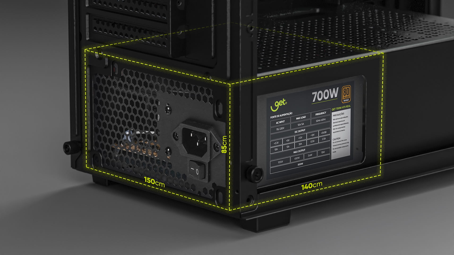 Projetor com várias portas de conexão, como HDMI e USB.