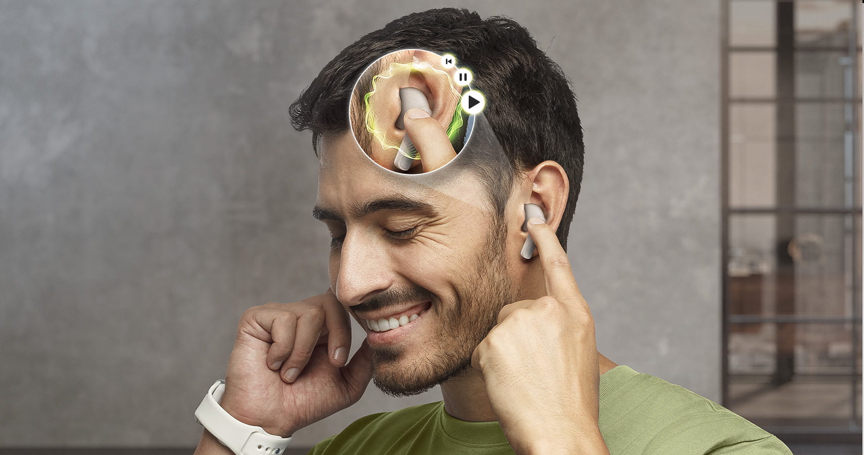 Uso do touch do fone.