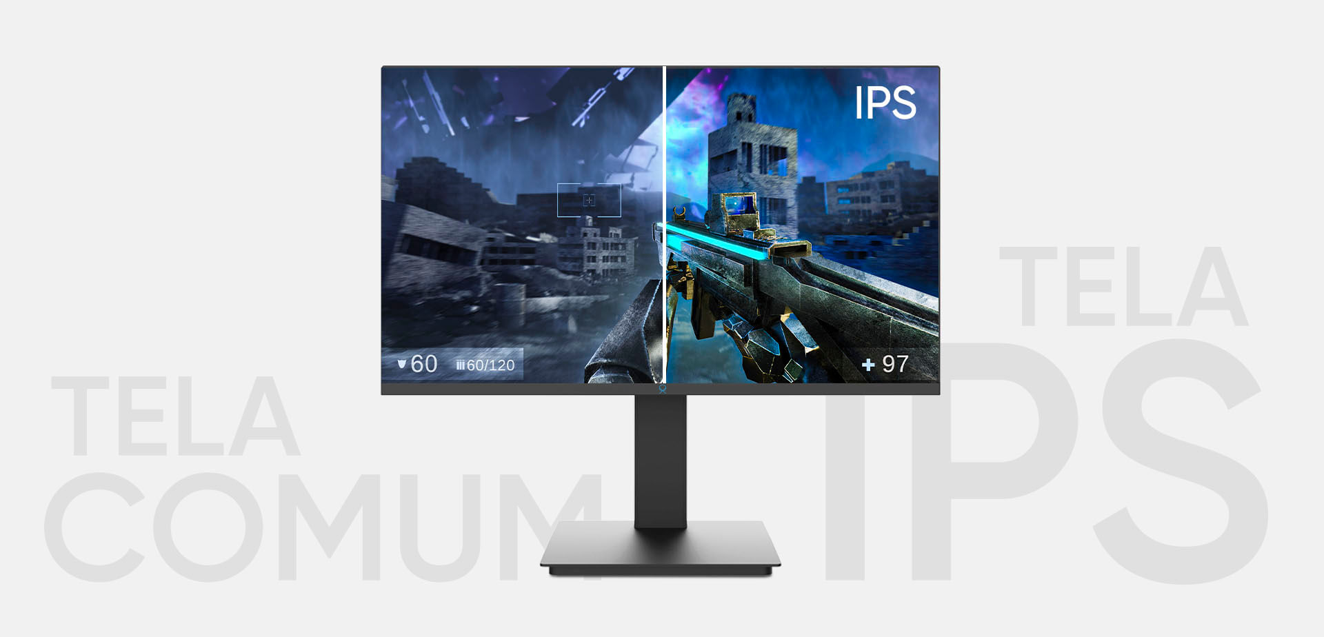 Ilustração dos benefícios das tecnologias de conforto visual do monitor.