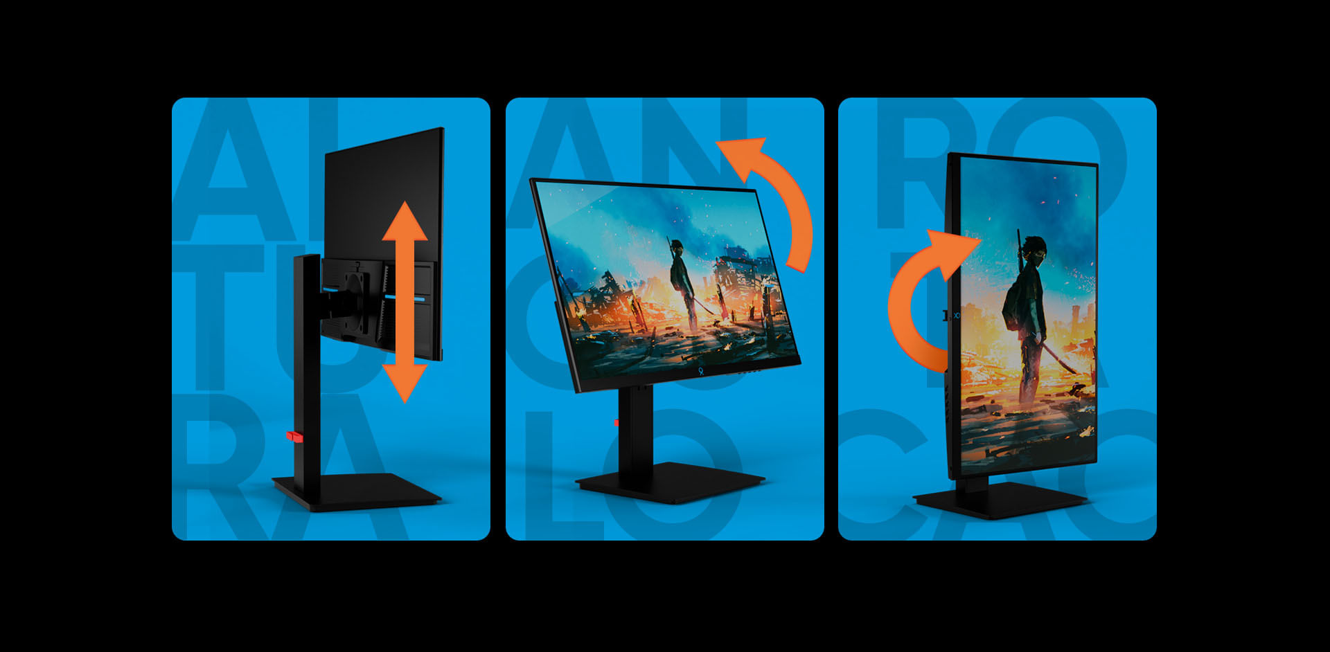 Ilustração dos benefícios das tecnologias de conforto visual do monitor.