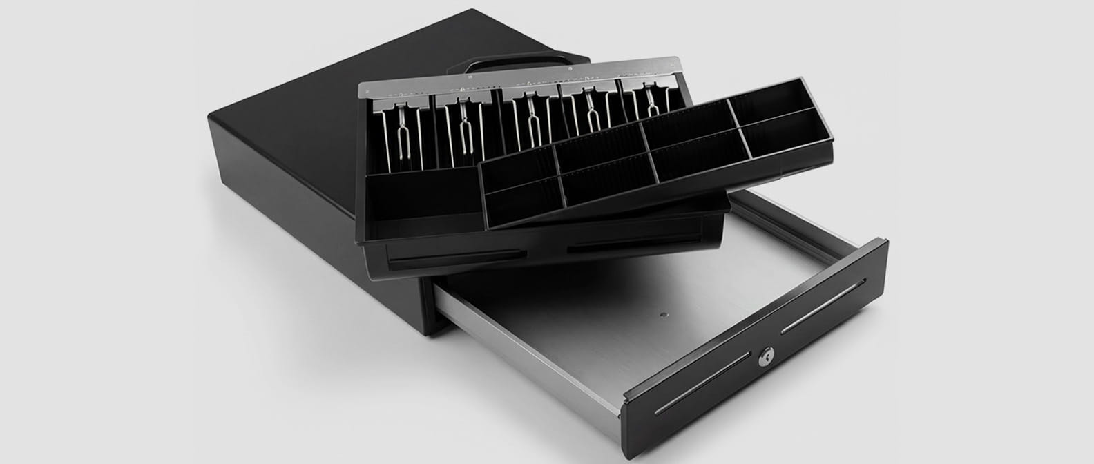 Detalhe das divisórias de moedas