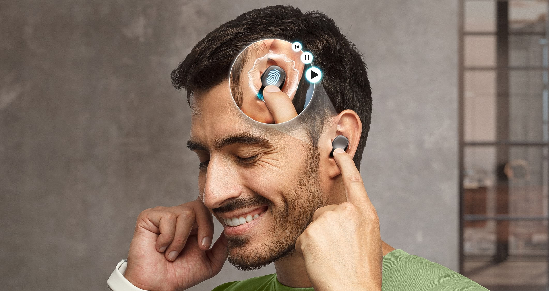 Uso do touch do fone.