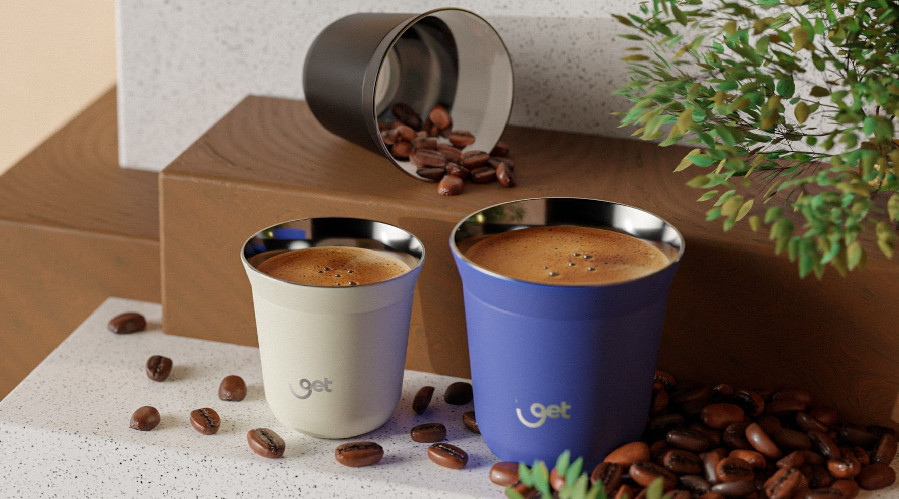 Copo térmico em ambiente lifestyle, demonstrando durabilidade.