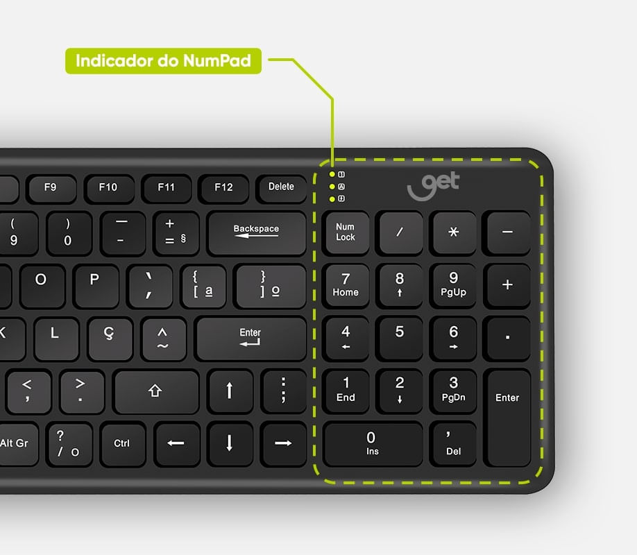 Setup de trabalho com o kit teclado e mouse sem fio.