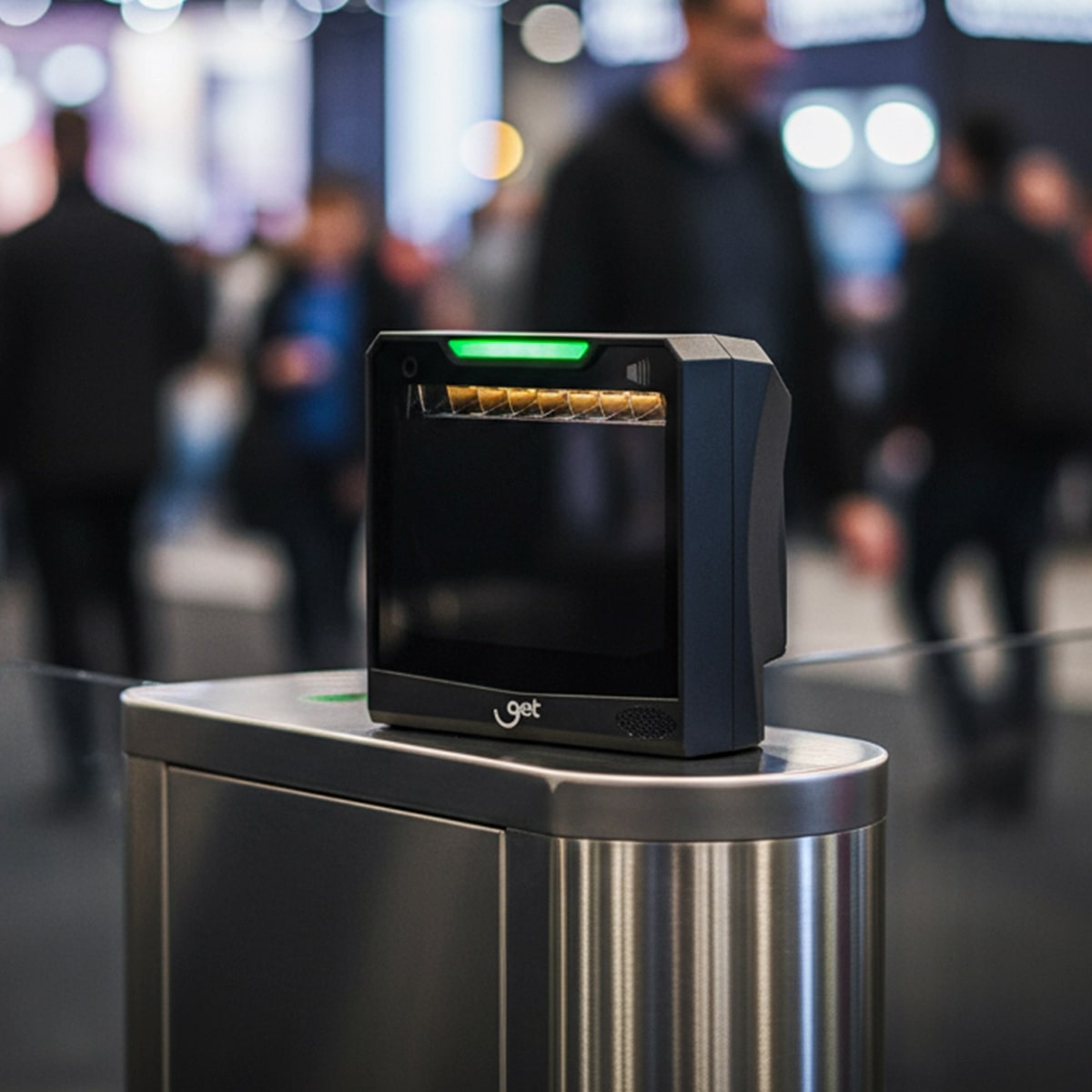 O adaptador Wi-Fi Goldentec sendo segurado entre os dedos para mostrar seu design compacto e portátil.