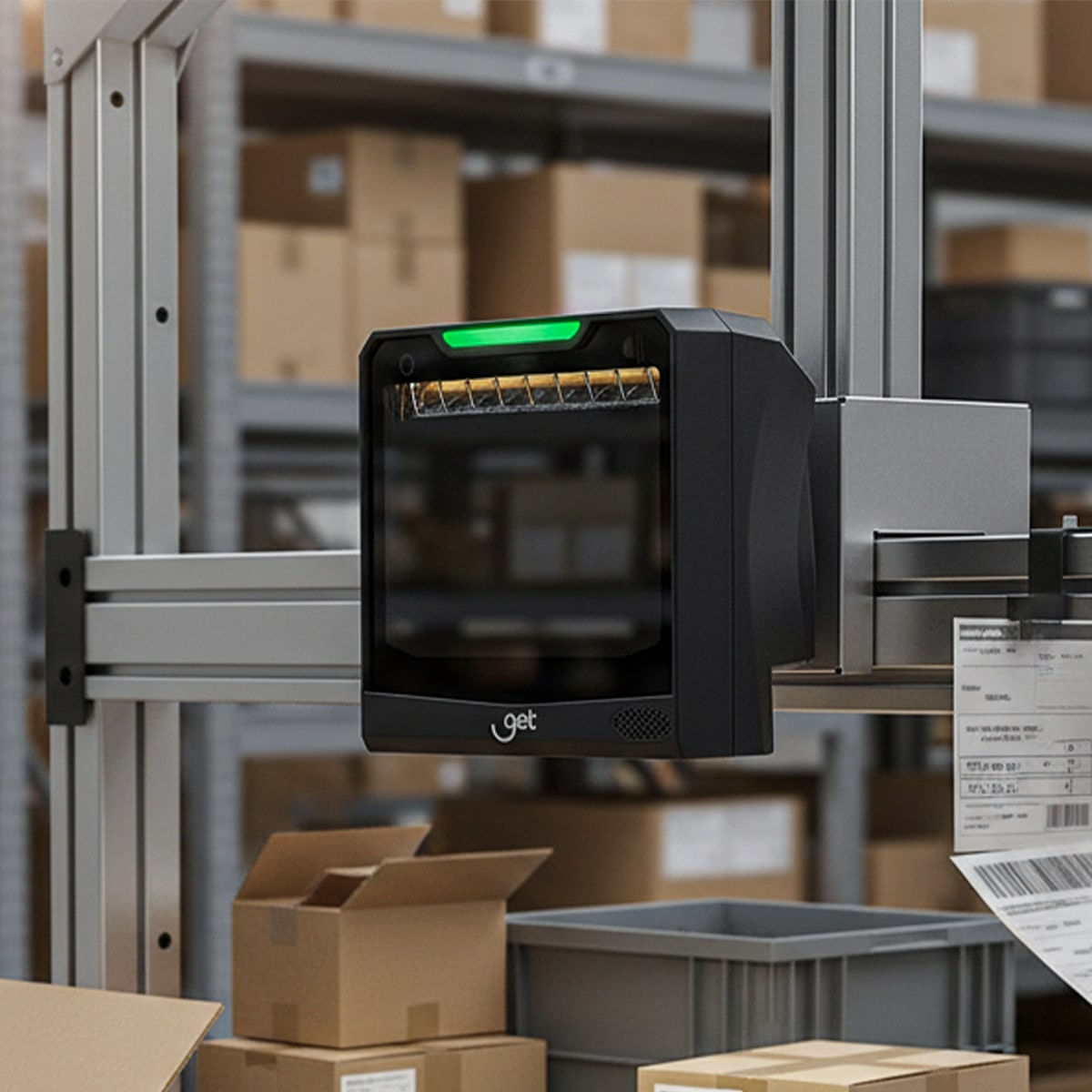 O adaptador Wi-Fi Goldentec sendo segurado entre os dedos para mostrar seu design compacto e portátil.