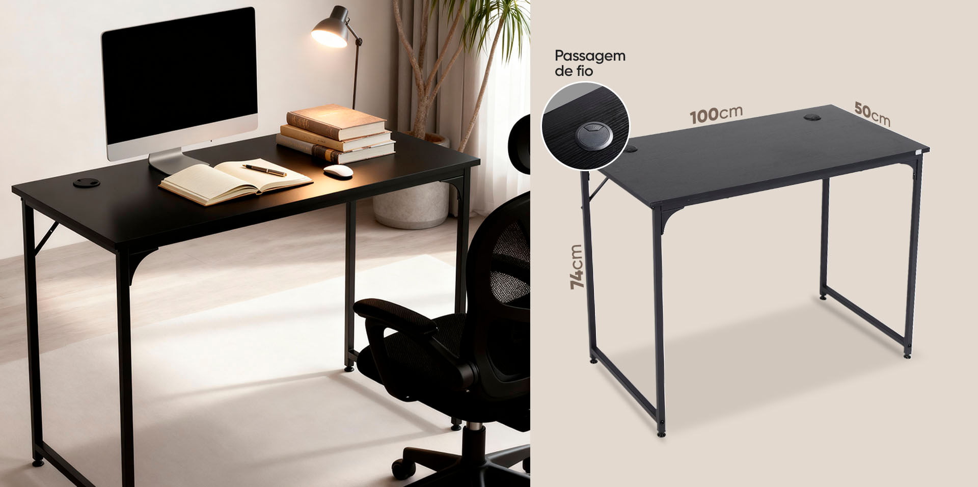 Mesa office em ambiente compacto