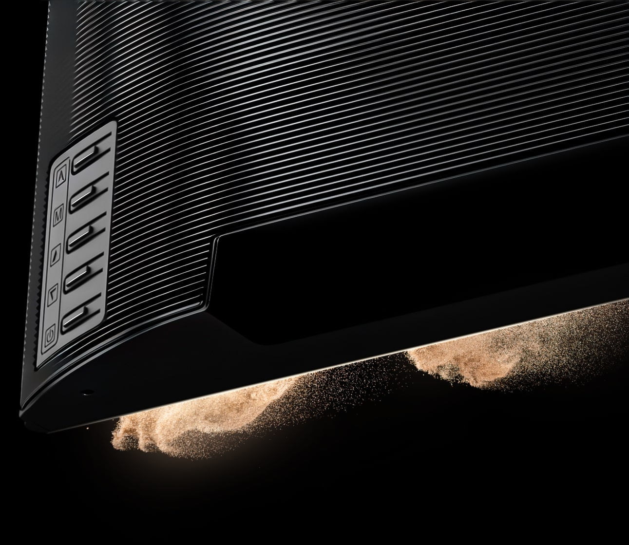 Imagem elegante do monitor destacando seu design curvo e moderno.