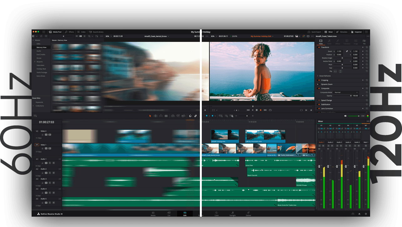 Comparativo de fluidez entre 60Hz e 120Hz.
