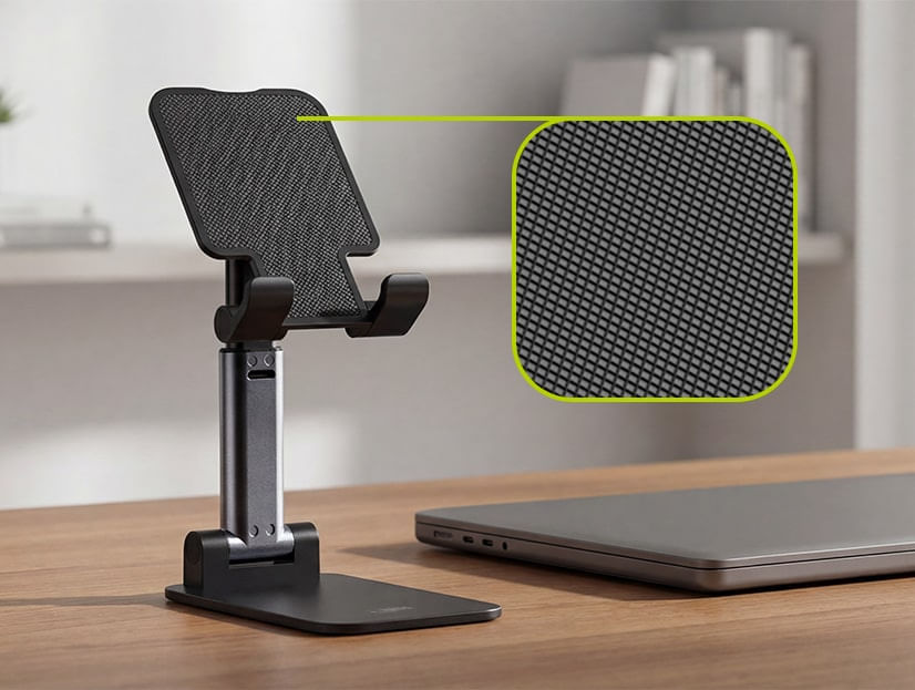 Suporte com celular acoplado