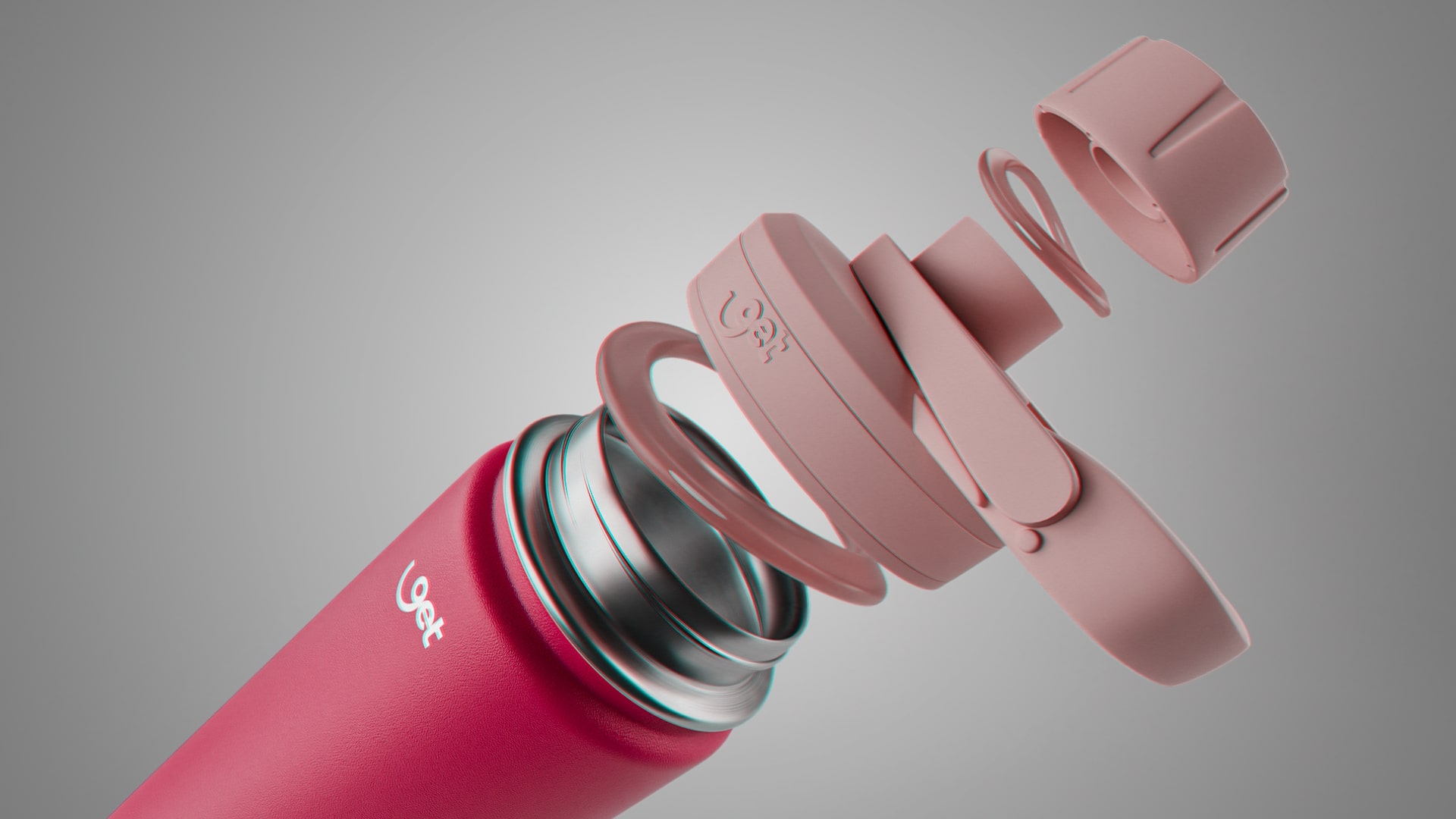 Tampa Colors em vista explodida, mostrando as suas duas borrachas de vedação.