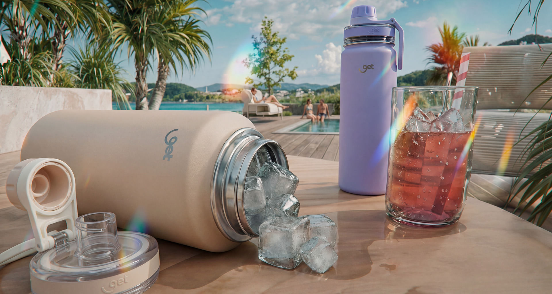 Garrafa térmica em um ambiente de academia, mostrando sua versatilidade.