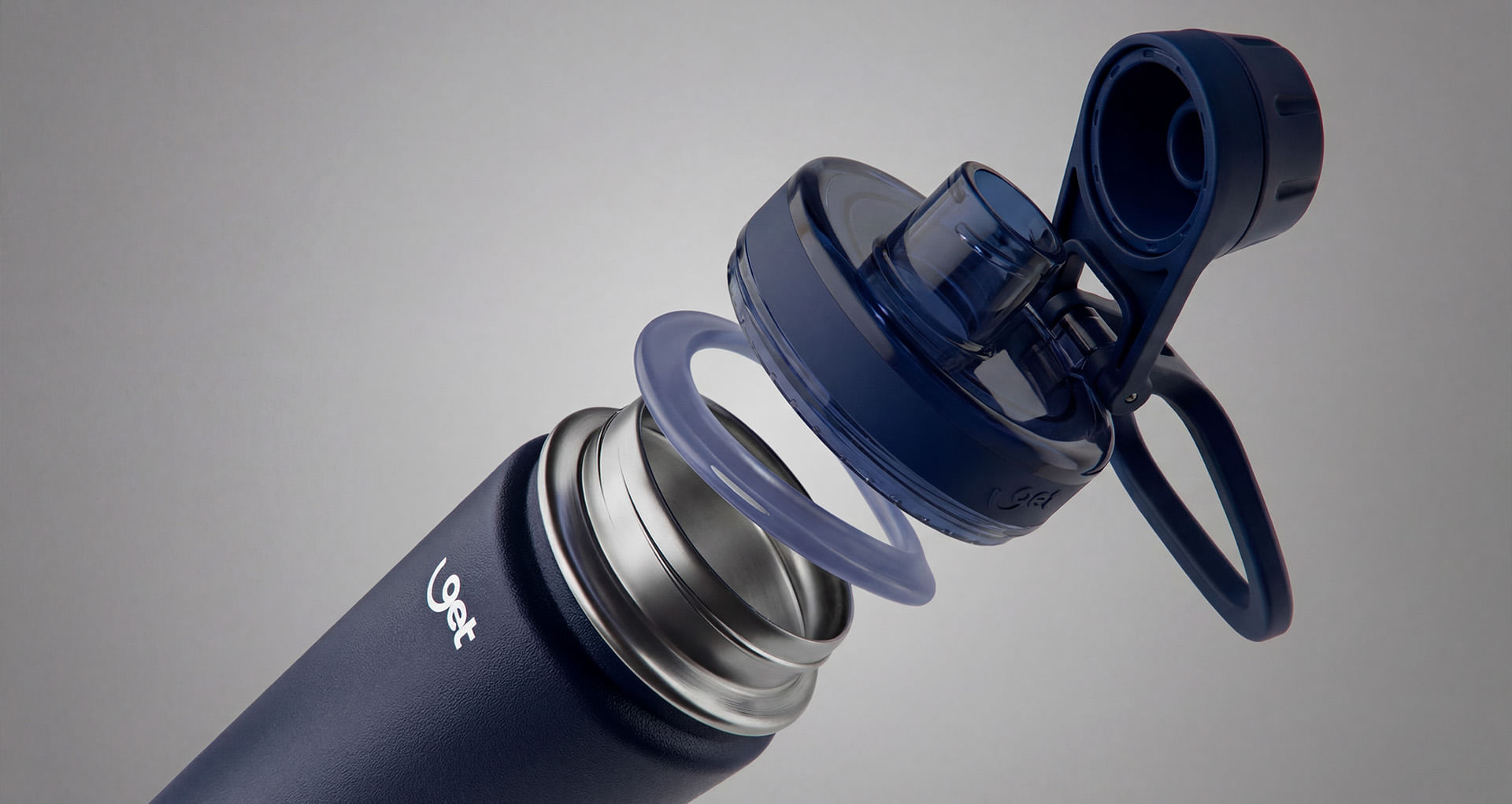 Detalhe do isolamento a vácuo do copo térmico.