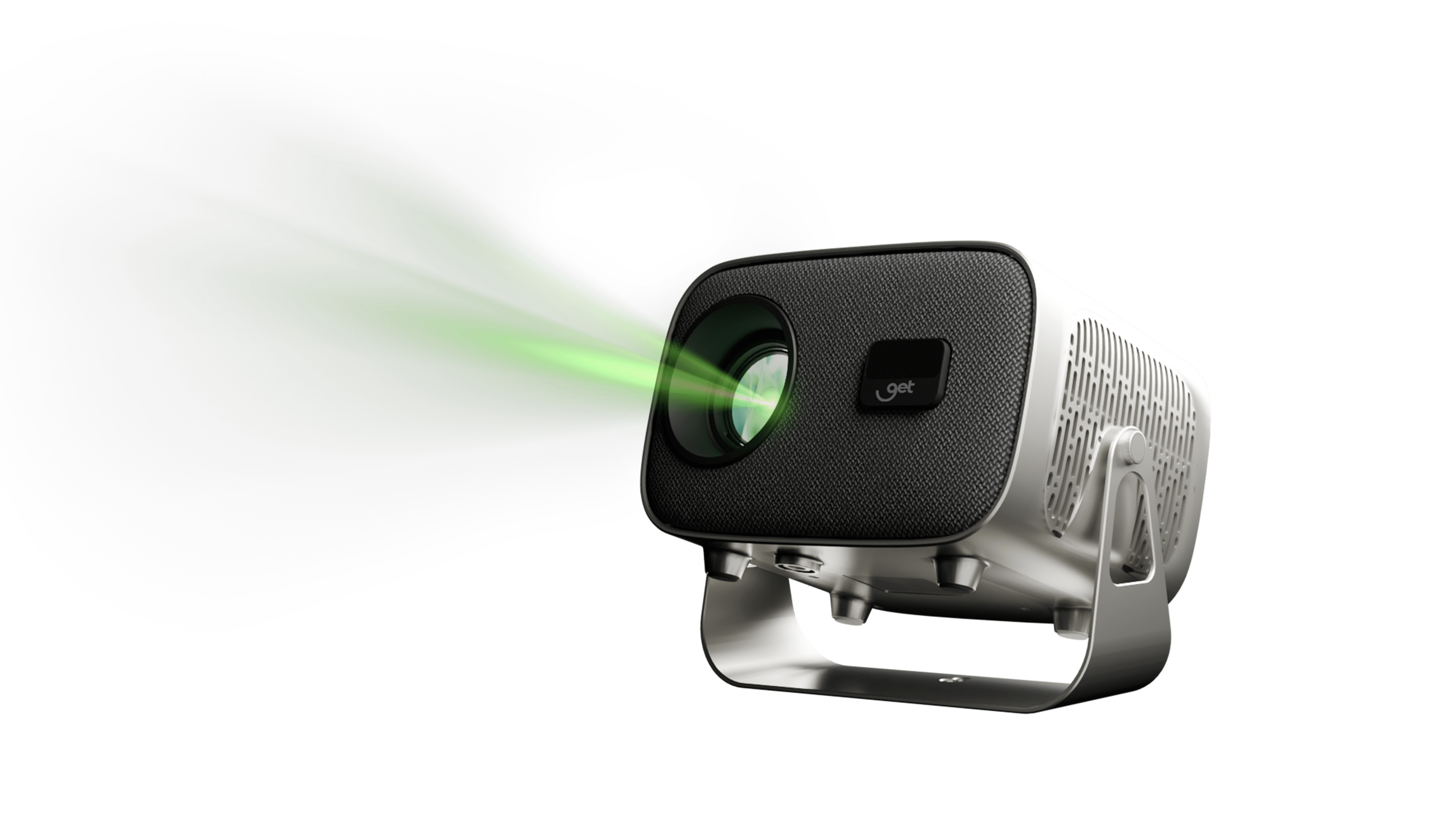 Projetor criando uma atmosfera de cinema em uma sala escura.