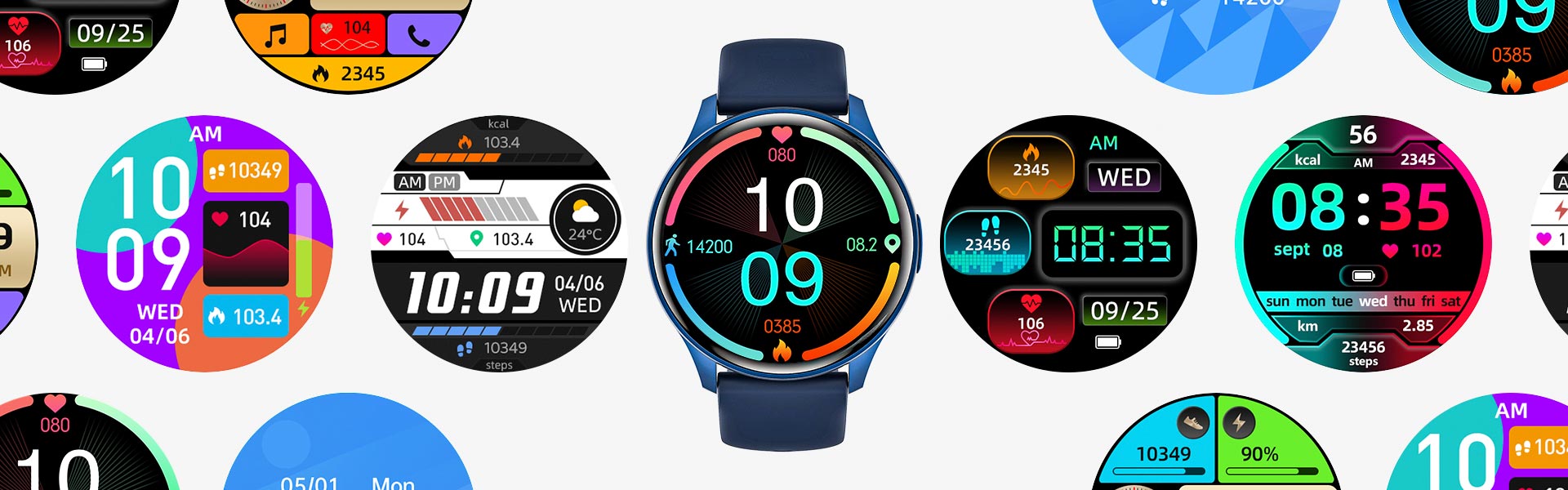 Coleção de diferentes mostradores de relógio (watchfaces) para o smartwatch.