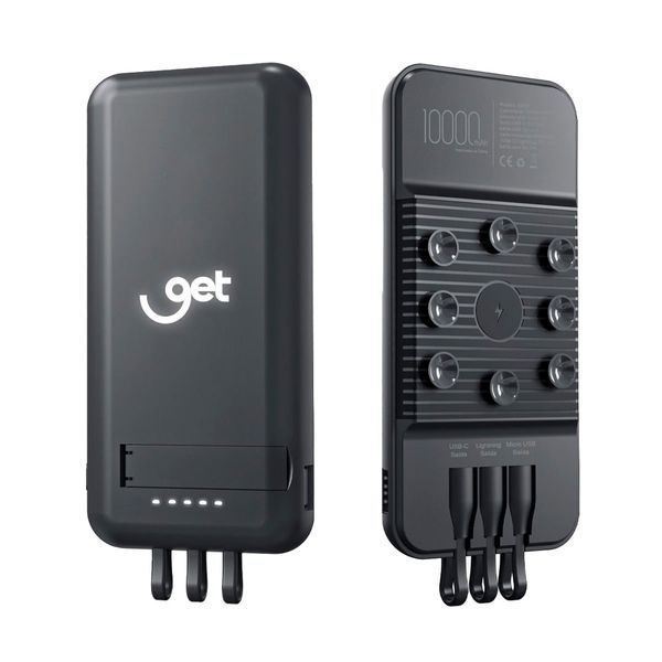 Carregador Portátil Sem Fio com Ventosas Get 10000mAh Preto