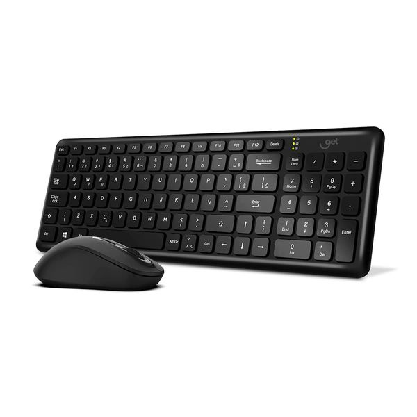 Kit Teclado e Mouse Sem Fio USB Get Compact 2